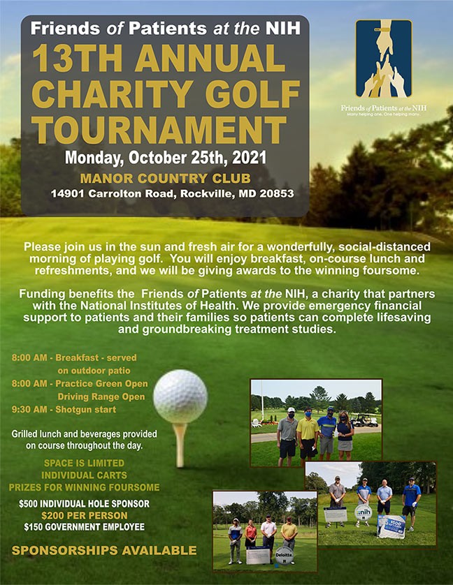 13th Annual Charity Golf Tournament - Monday, Oct. 25th - The Friends of  Patients at the NIH